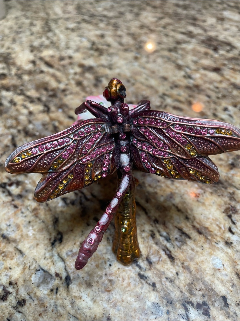 Pink Jeweled Dragonfly Figurine Home Accent